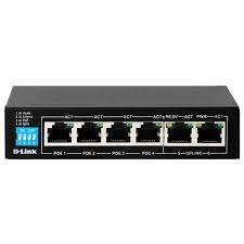 D-Link 250M 6-Port 1000Mbps Switch with 4 PoE Ports and 2 Uplink Ports DGS-F1006P-E