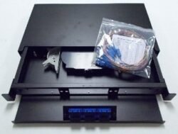 Alternative view of 24 Port fiber tray With SC simplex adapters