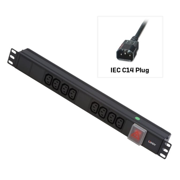 8-Way 1U Horizontal PDU Server Rack Plug - Treline Networks