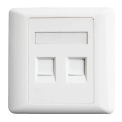 Alternative view of 2 port Universal Double Face Plates with 2 keystone Jacks